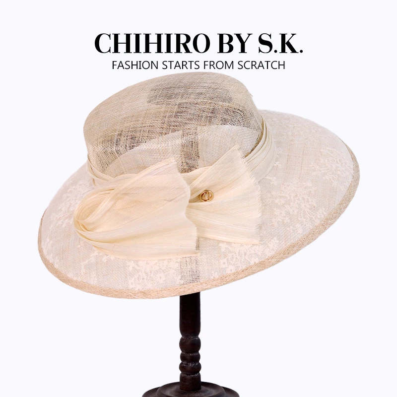 CHIHIRO BY S.K./新帽馆度假防晒蕾丝刺绣优雅度假帽