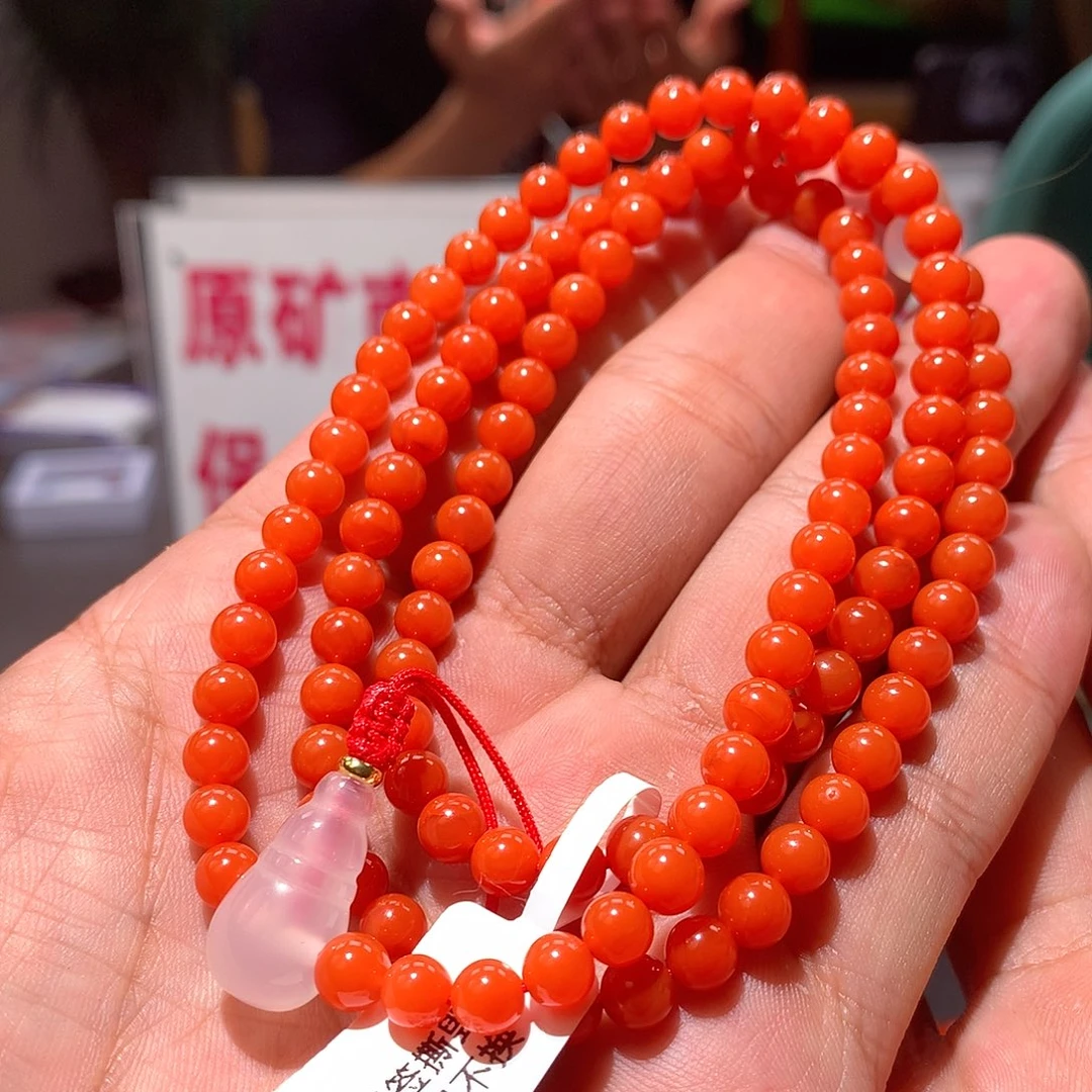 南红玛瑙多圈未镶嵌5大➕冷水河柿子红108