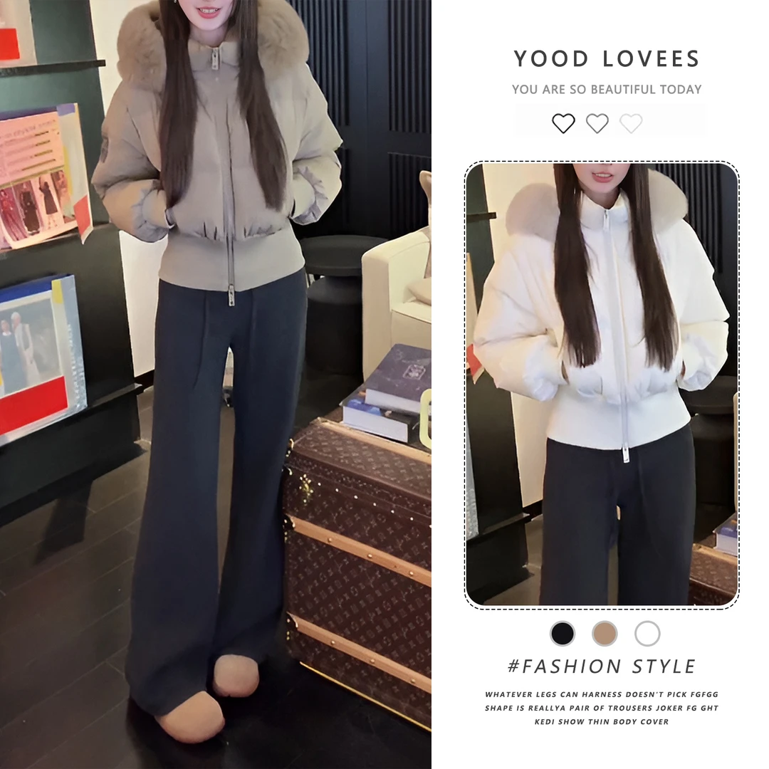 大毛领连帽面包服收腰显瘦加厚保暖短款加厚棉服外套女冬季款棉衣