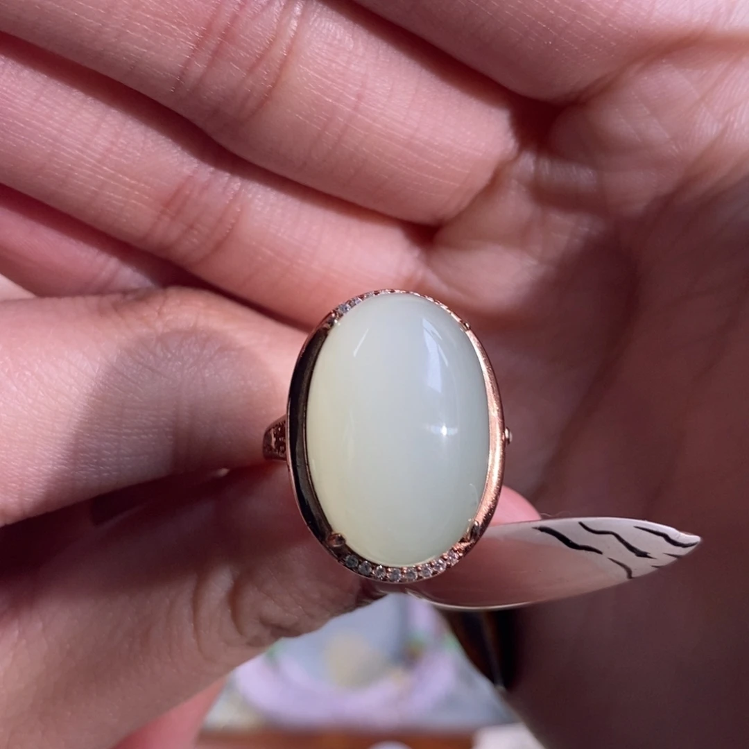 和田玉银S925镀金镶嵌手镯青海高冰黄口戒指