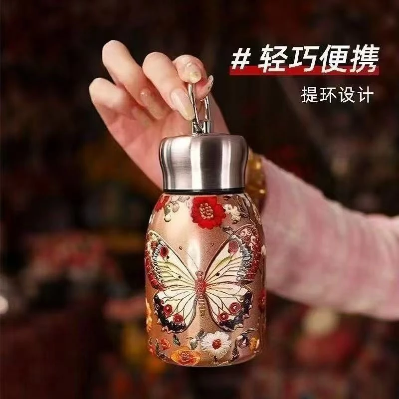 国潮迷你小胖丁保温杯304不锈钢带拉环口袋杯时尚复古便携随手杯