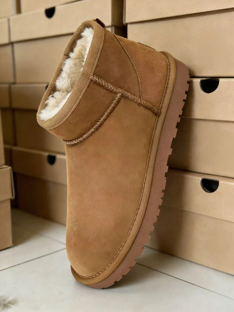 周冬雨mini款薄底平底短筒瘦版型不显臃肿雪地靴加绒加厚