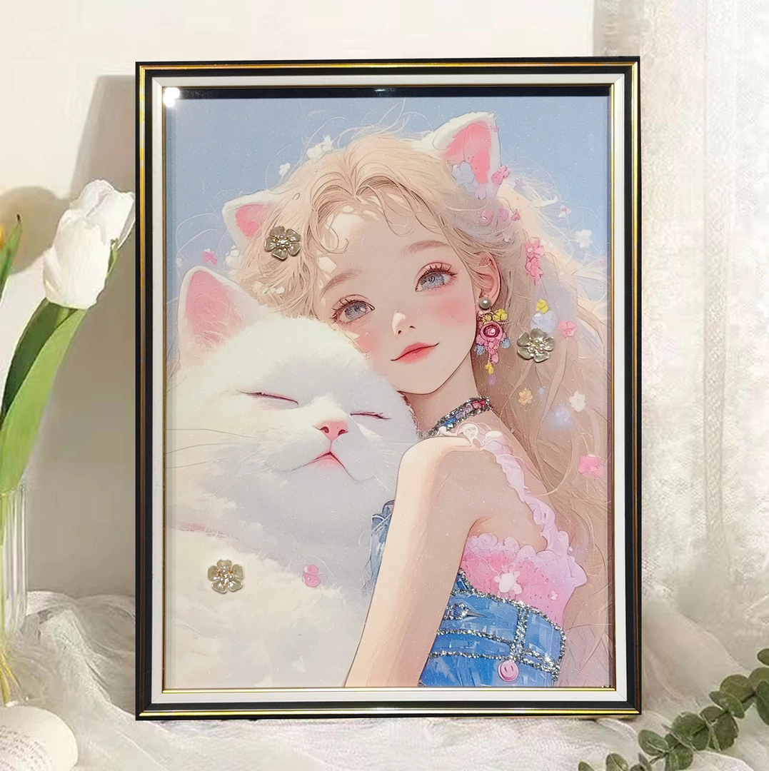 1722 卷发猫咪（钢化玻璃款40*60）