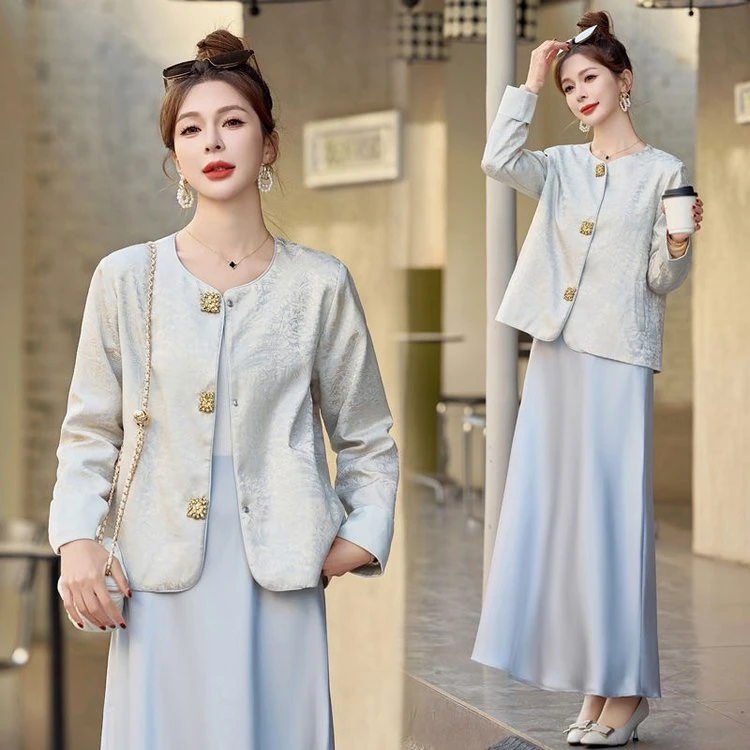 短长袖提花短款气质复古小香风中式春夏秋季中国风外套中式穿搭