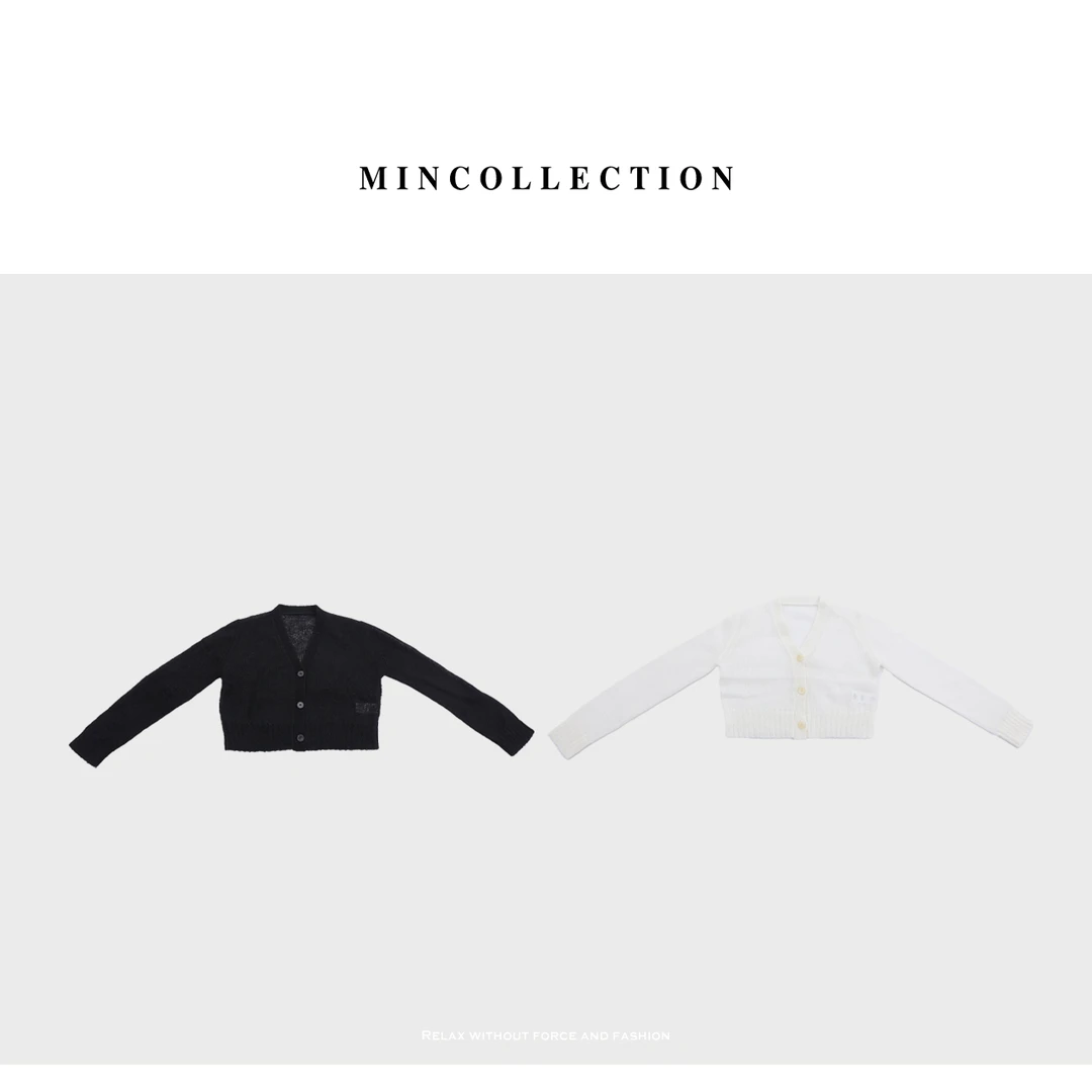 DE MincollectionV领小透衫/24春温柔V领短款针织开衫