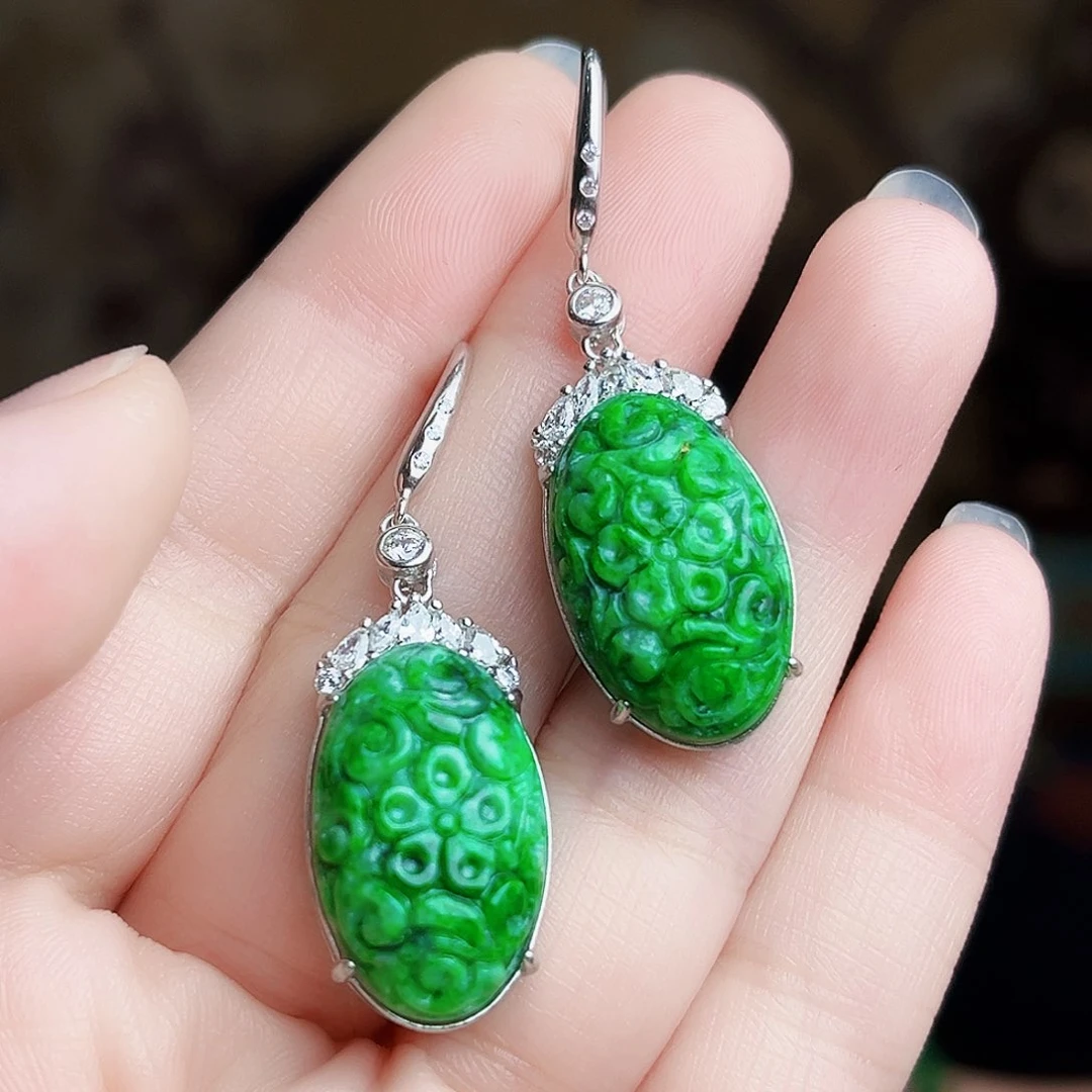 翡翠银S925镶嵌颈饰耳饰