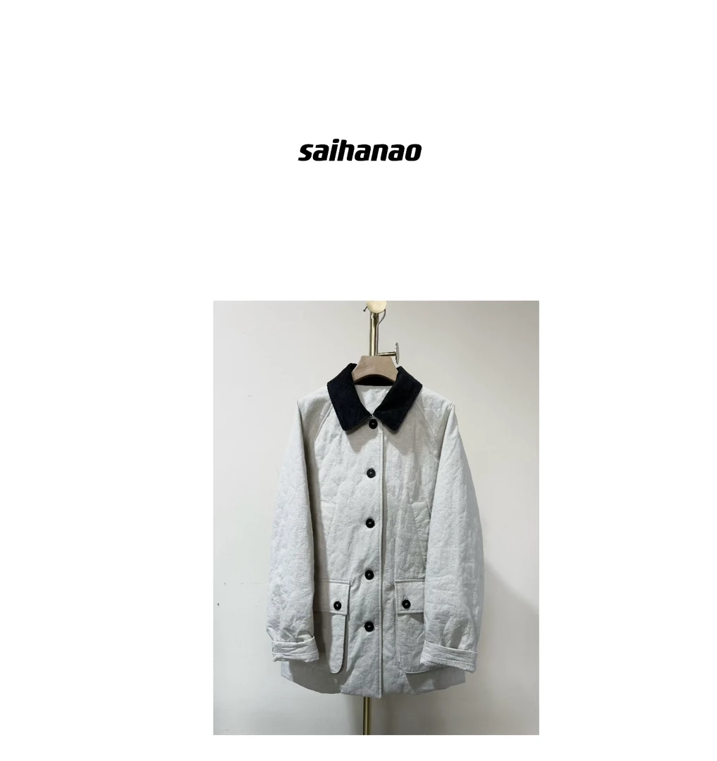 棉麻款工装风中长外套