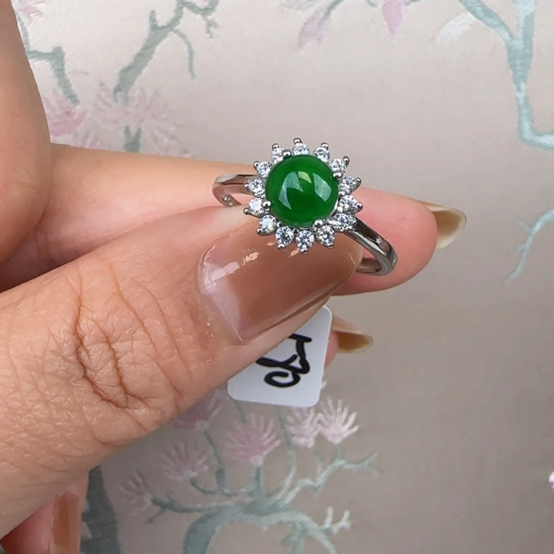翡翠戒指银S925镶嵌111222111