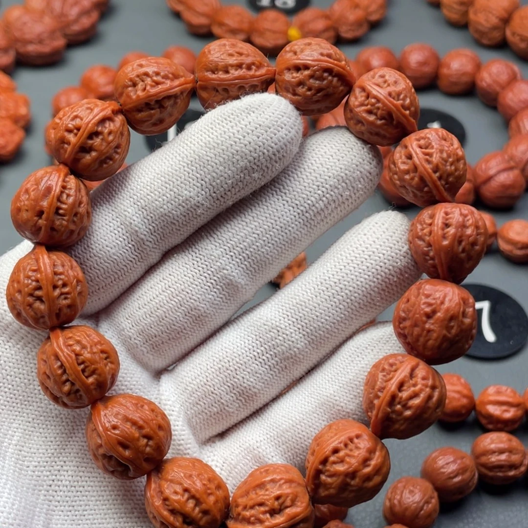 文玩核桃手串野生核桃珊瑚纹京八棱秋子手持