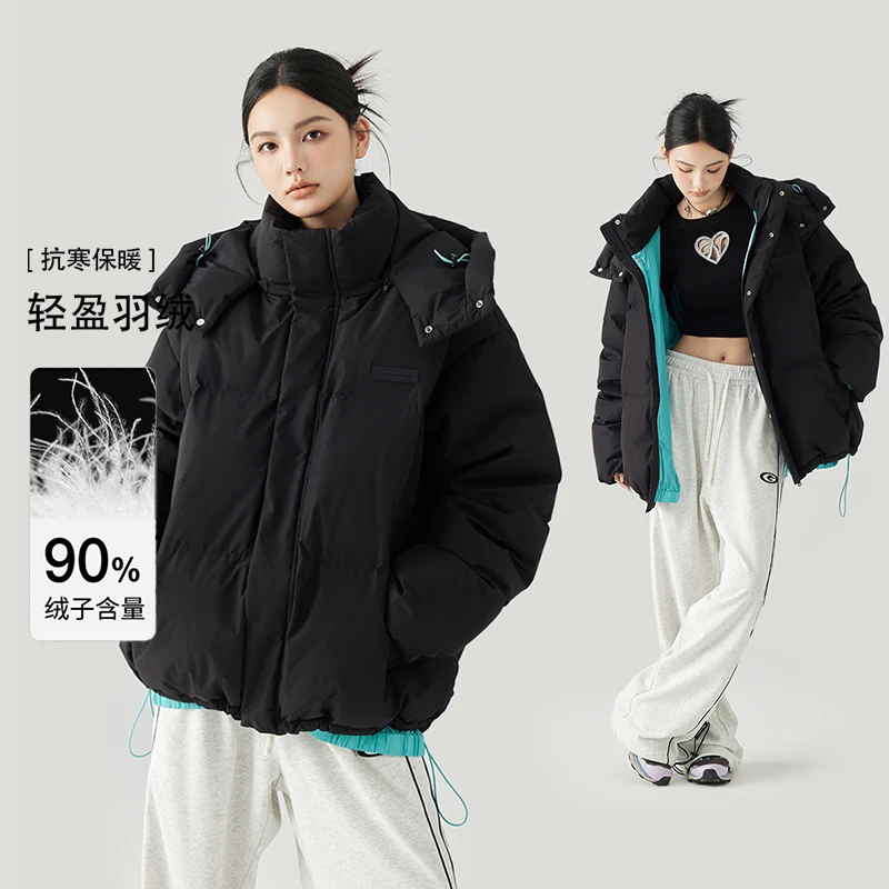 GOLFCROSS加厚90白鸭绒连帽羽绒服冬季防寒保暖美式潮牌面包服男