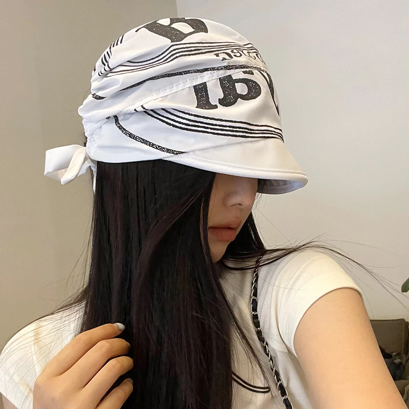 小众设计头巾帽女春夏大头围显脸小速干轻薄透气遮阳防晒鸭舌帽子