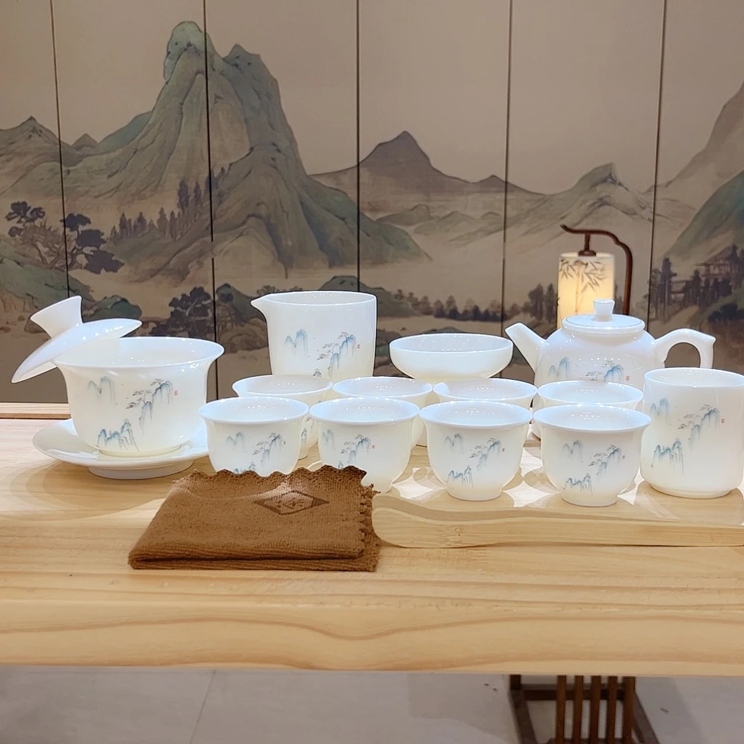 【都彩】高山流水羊脂玉瓷16头