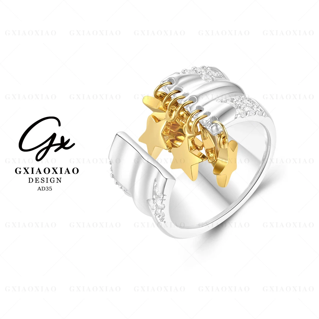 铜合金合成锆石戒指 GXX 【星云绕】时尚气质个性轻奢戒指 AD35