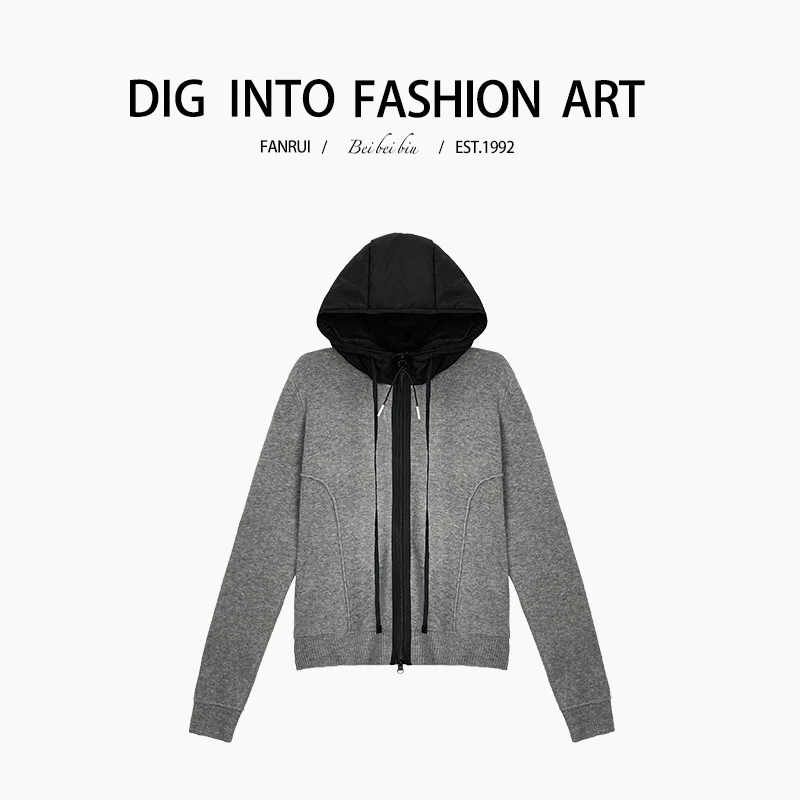FANRUI/泛芮「一千零一夜 」线性拼接连帽设计感百搭卫衣B13951