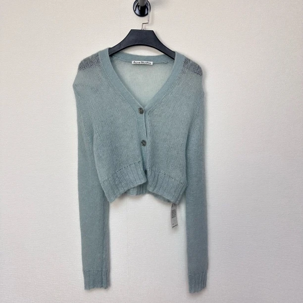 99新 Acne studio 蓝色马海毛针织薄款开衫/XS