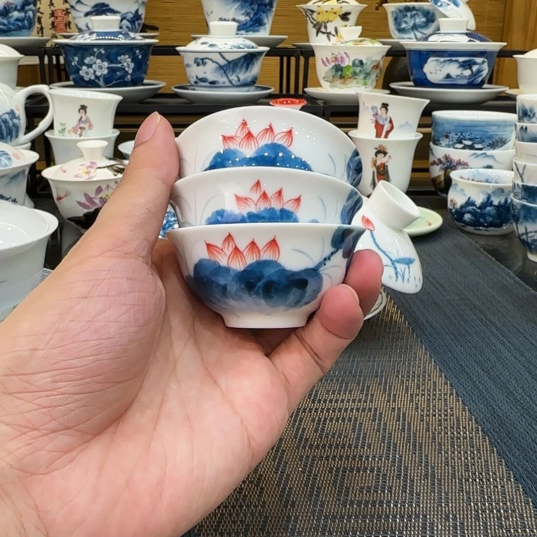 心****吴氏品雅荷花反口杯35cc三个装