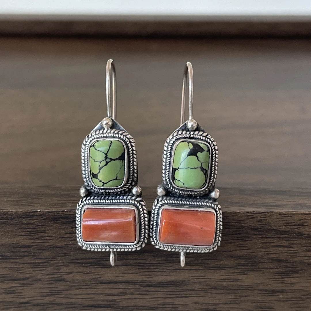 925银耳饰 纯银旭日乌优耳饰耳扣耳挂蒙古民族风手工本年礼物886