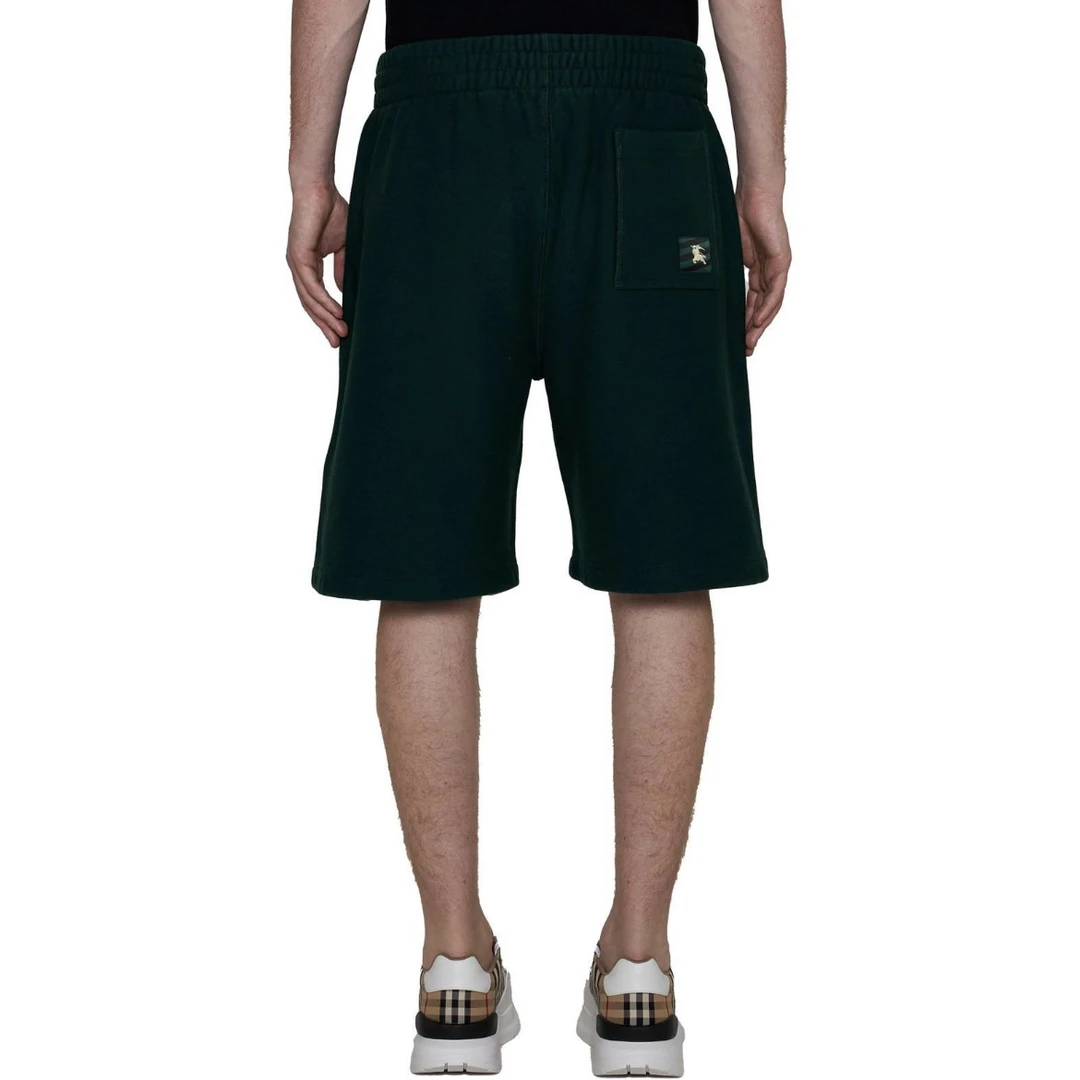 99新 BURBERRY/博柏利 1217/绿色Logo贴标松紧腰纯棉短裤/M码