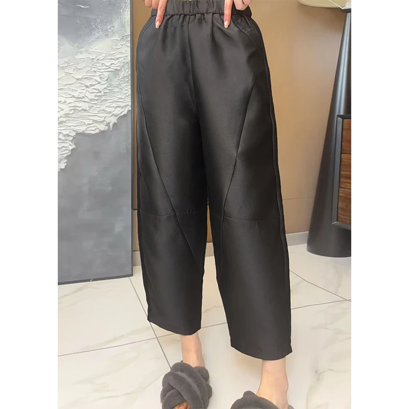 美美国风2025夏新款复古纯色气质百搭设计款宽松显瘦休闲女裤6716