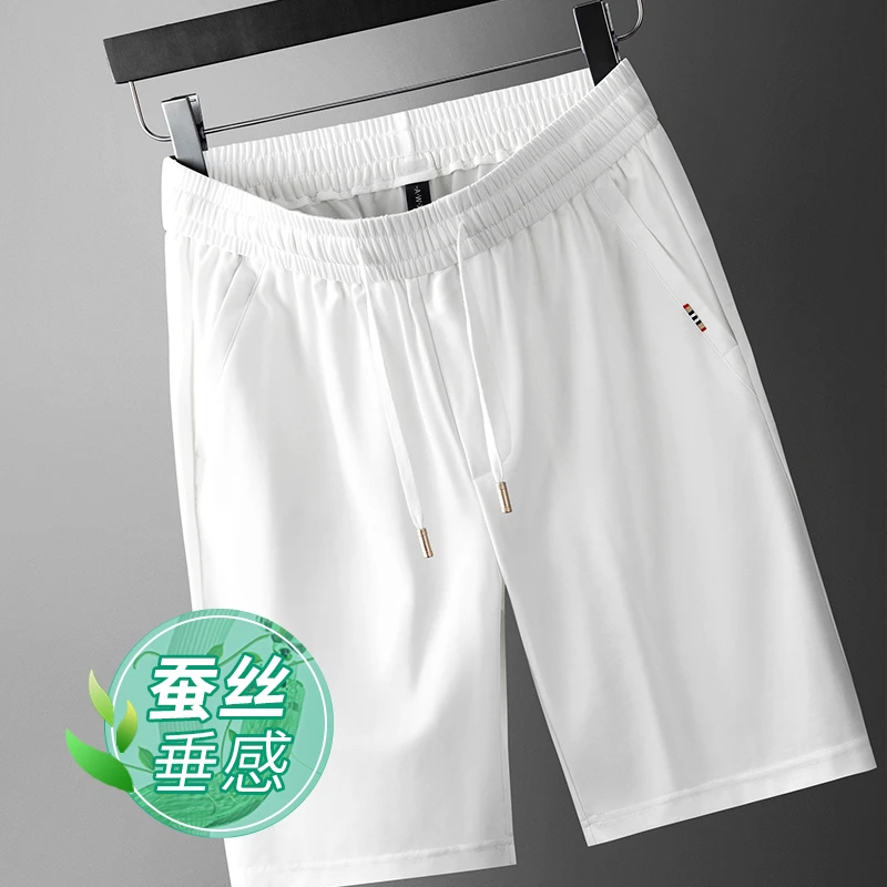 景君澜-轻奢夏季轻薄透气高弹力男士冰丝直筒百搭宽松桑蚕丝短裤