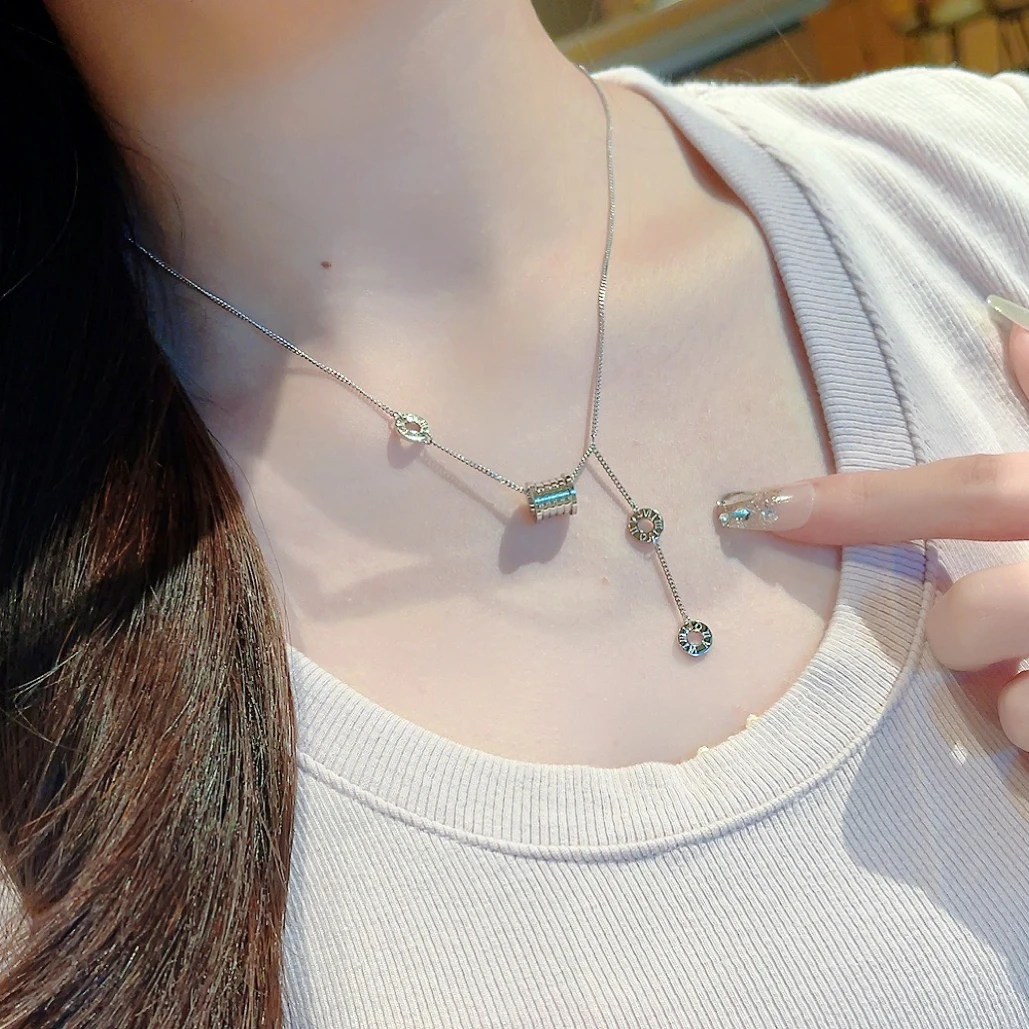 坠链均925银 纯银光版路路通项链女小蛮腰时尚个性