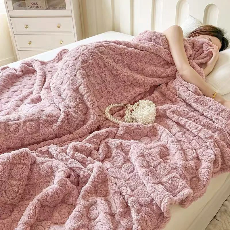 【粉色爱心】设计师款多功能家用可爱绒被加厚柔软休闲毯