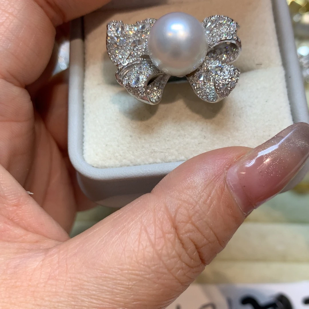 海水珍珠戒指银S925镶嵌