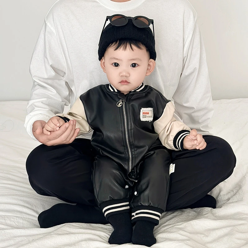 鸣爬婴儿衣服春秋款新生儿长袖卡通皮衣连体衣男宝宝满月韩版爬服