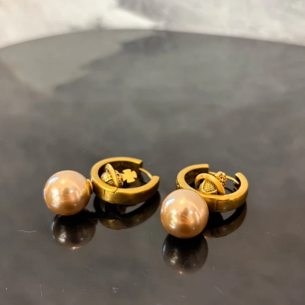 铜合金仿珍珠耳饰 地球大圈耳环EH2338