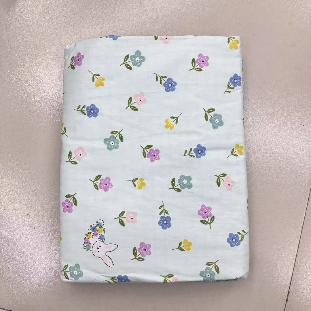 高支高密纯棉100棉单人被套1.6*2.1米--彩花兔