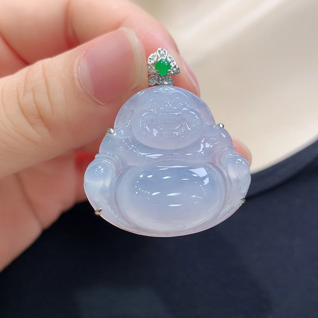 翡翠18K金镶嵌颈饰佛公