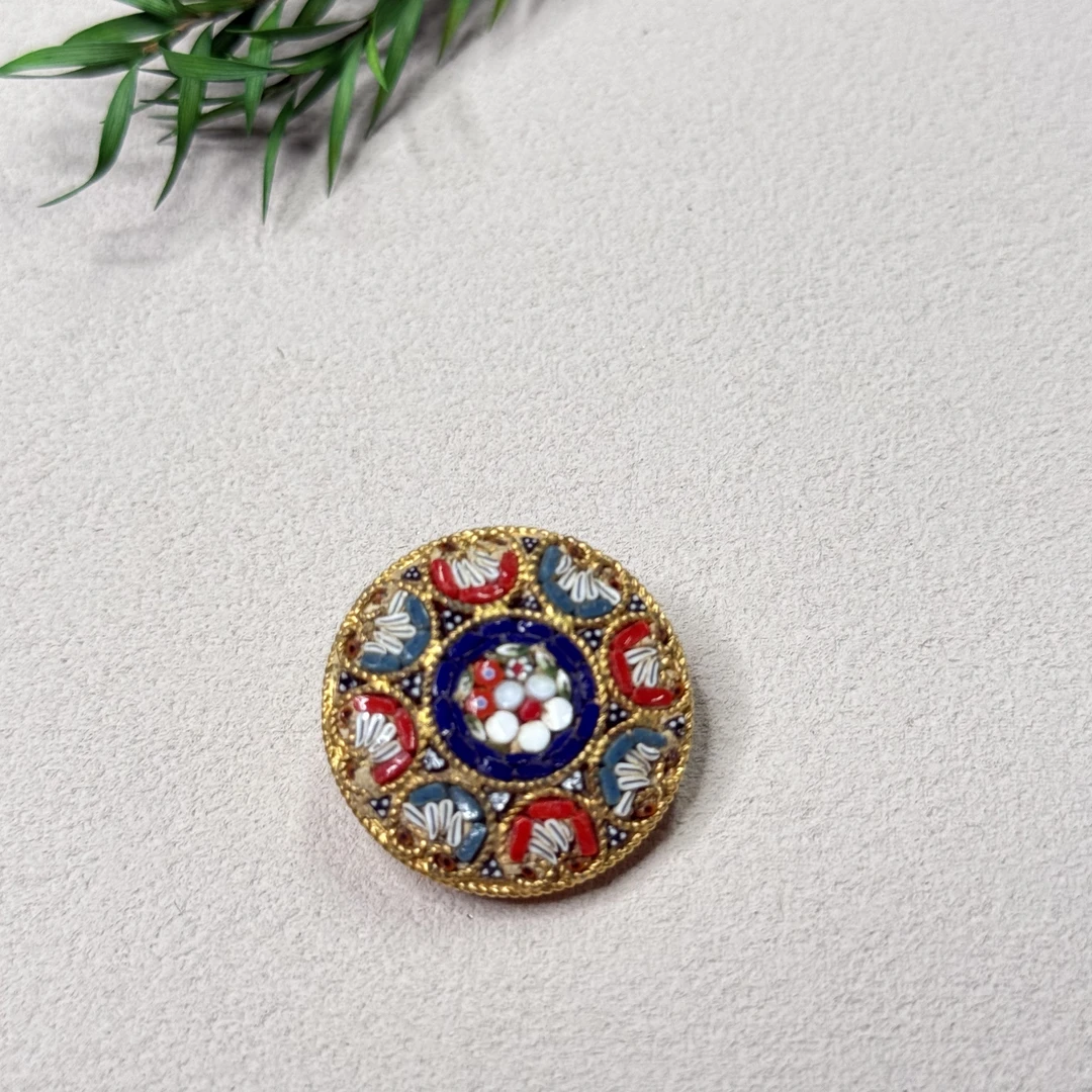 铜合金琉璃胸针 【六六中古】孤品复古胸针te1525