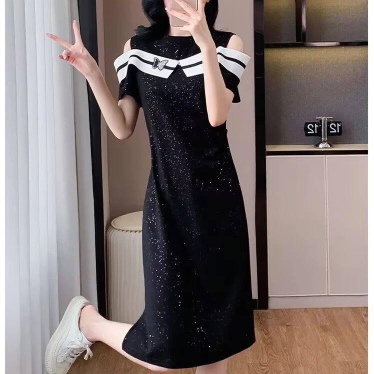 200斤微胖mm连衣裙女士大码显瘦遮肉洋气质减龄法式妈妈装a字裙子