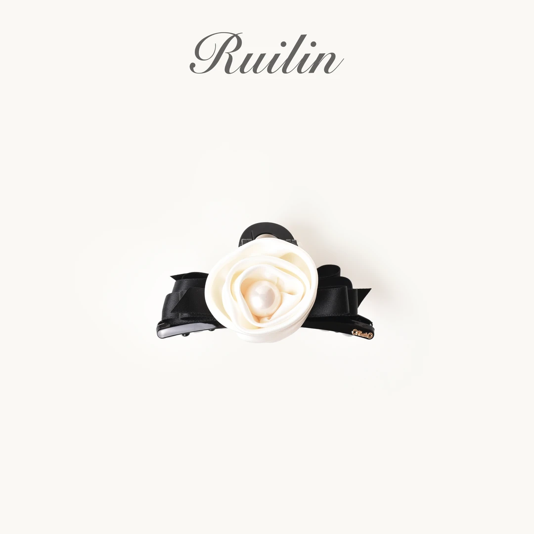 RUILIN【052】【珍珠之心抓夹】发夹珍珠玫瑰法式气质优雅