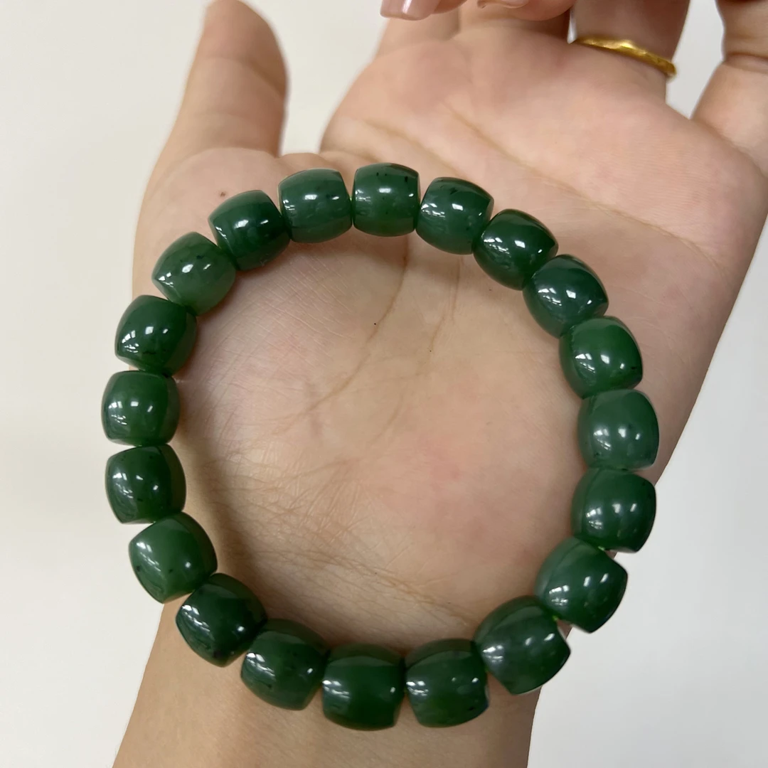 【假一赔三】保真和田玉碧玉9*10直切手串