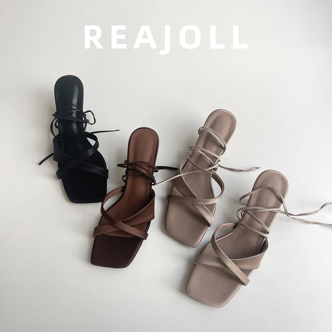 拖鞋女夏外穿2025新款凉鞋交叉细带时尚气质高跟鞋网红半拖凉拖女