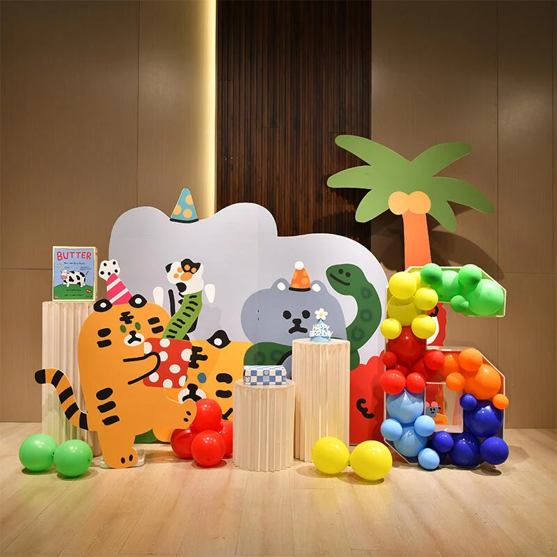 卡通狐狸动物kt板套餐套装ins小红书周岁生日布置派对场景装饰