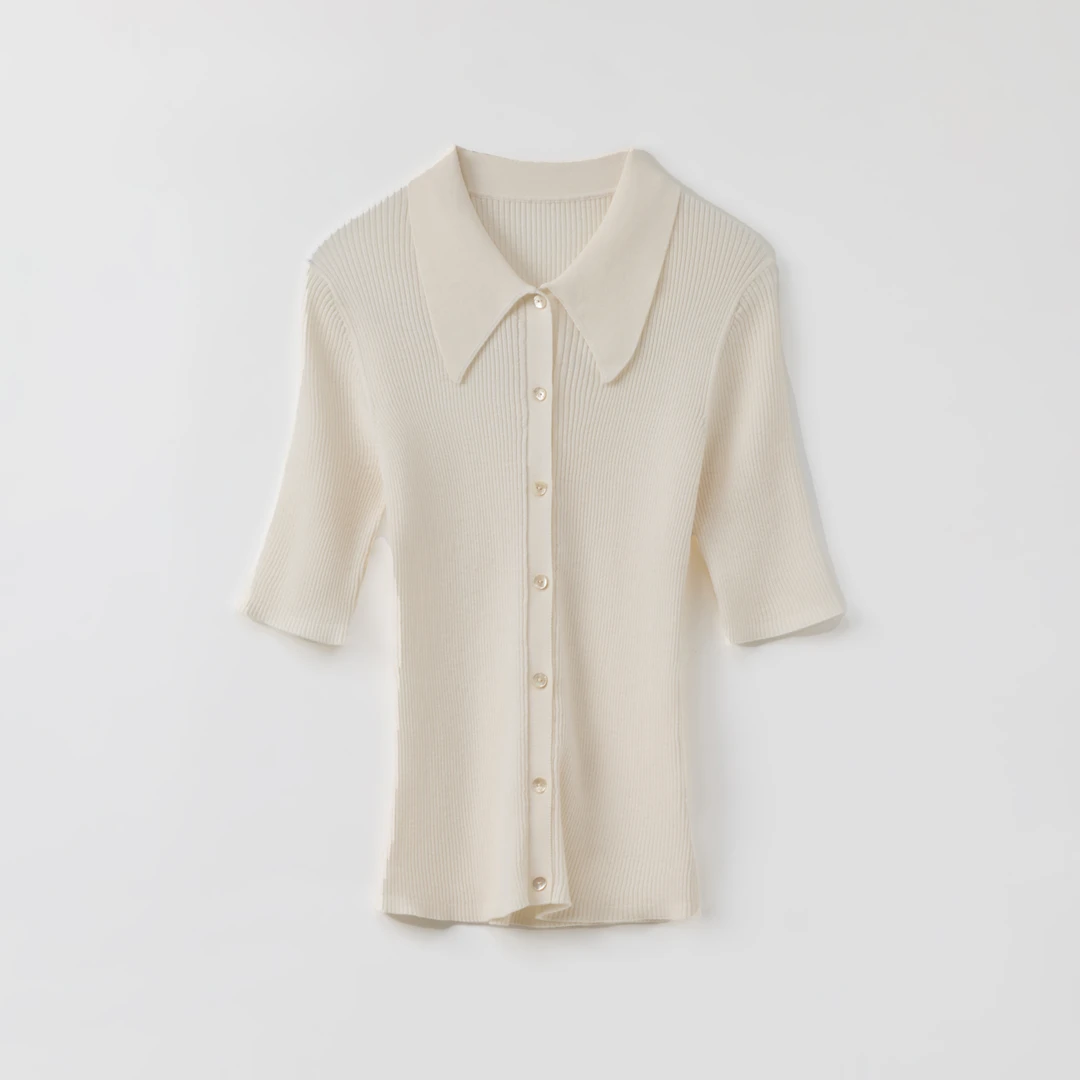 【精纺系列】扬子纱60支120s全精纺羊毛针织POLO领春夏坑条短袖