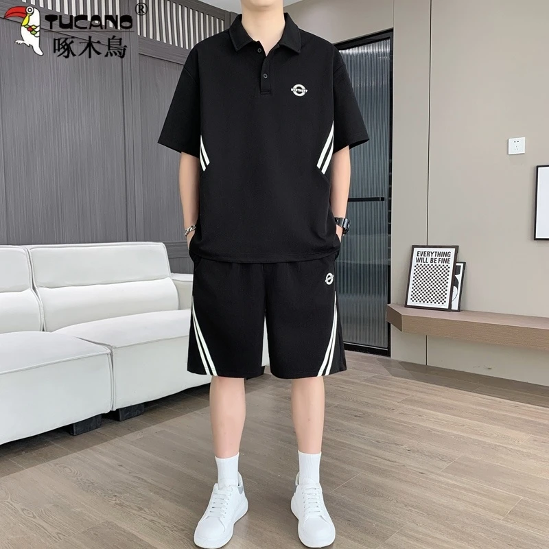TUCANO/啄木鳥男士休闲套装短裤短袖T恤大码感宽松休闲户外两件套