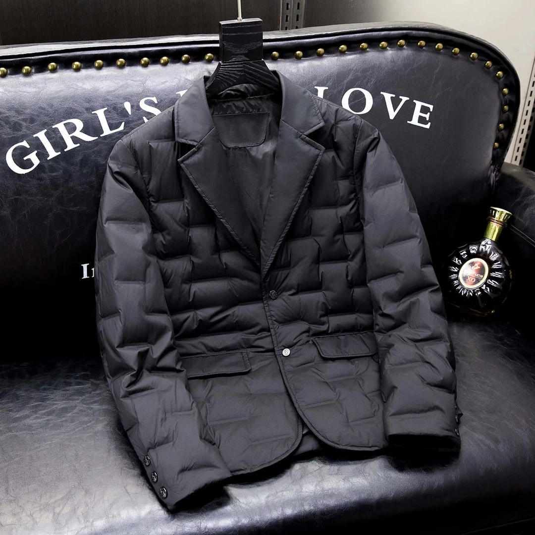 欧货男装轻薄西装羽绒服新款潮流休闲白鸭绒保暖修身冬季外套