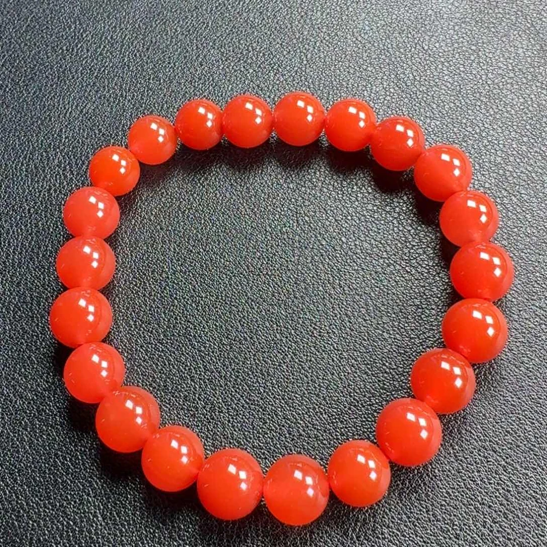 南红玛瑙未镶嵌冰红圆珠单圈