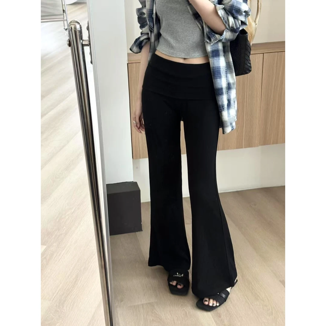 SP 微喇垂垂休闲裤女辣妹中低腰修身显瘦长裤垂感瑜伽喇叭裤子