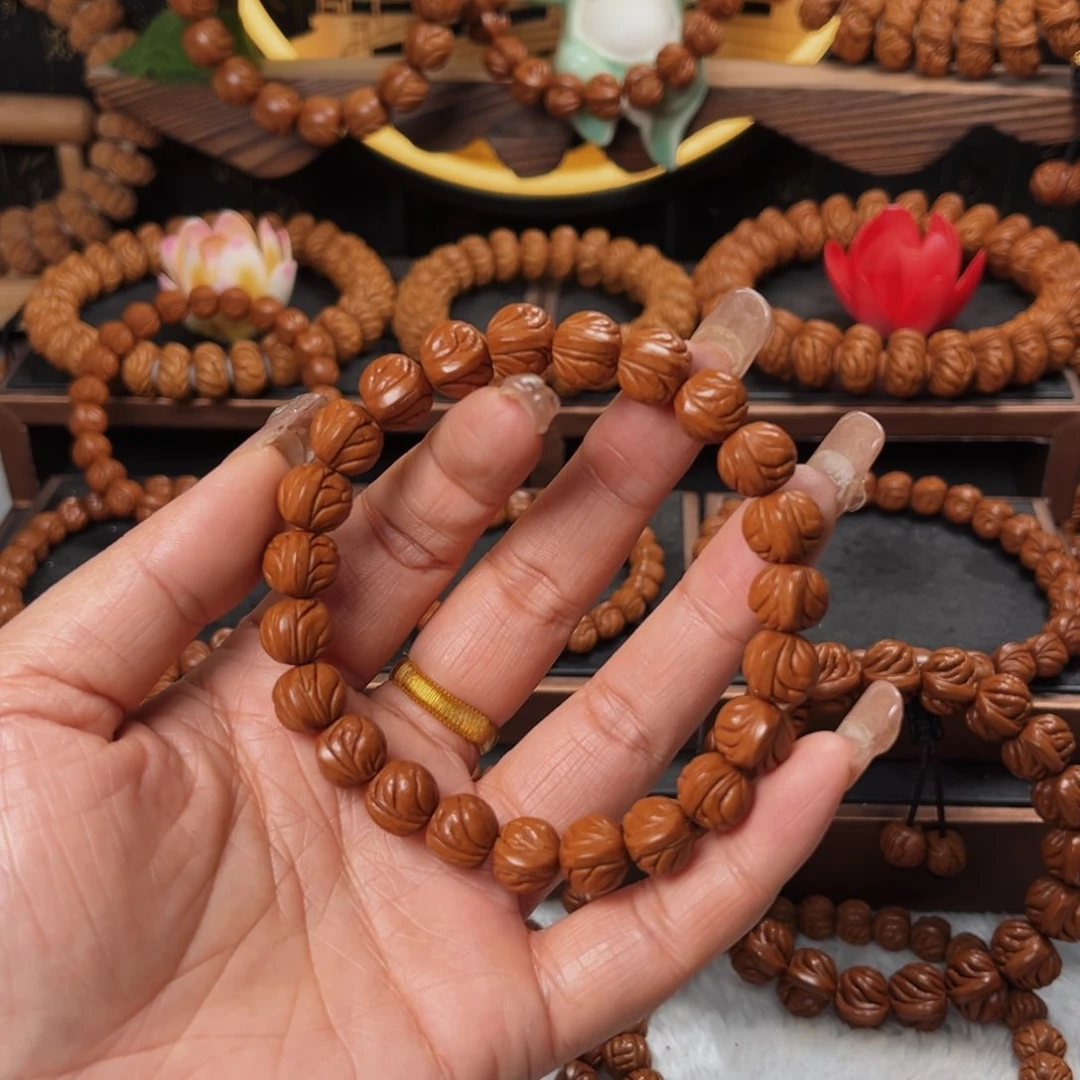 桃核手串感*觉12顶级玉龙脊单圈
