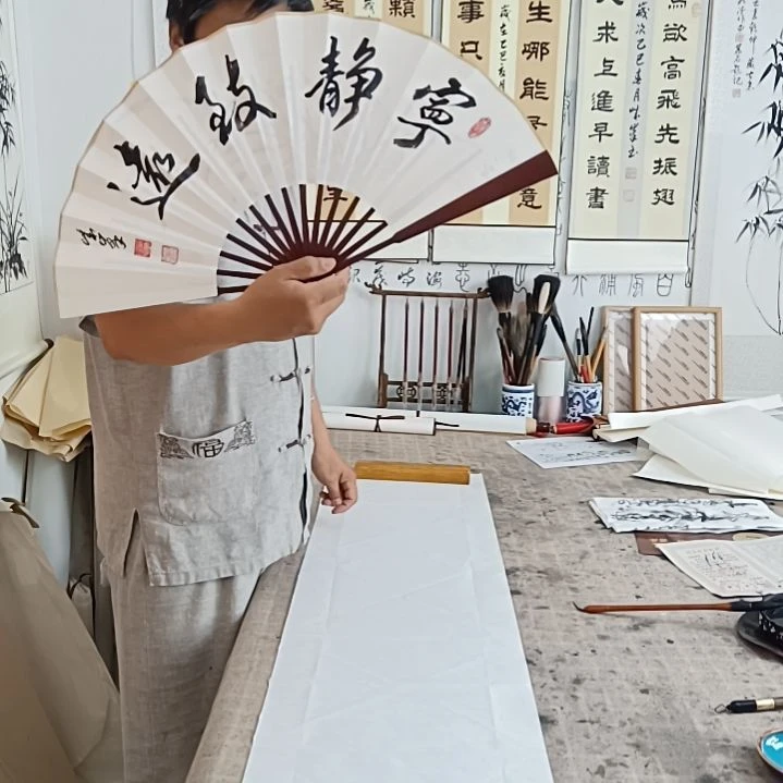书法折扇手绘真迹兰花