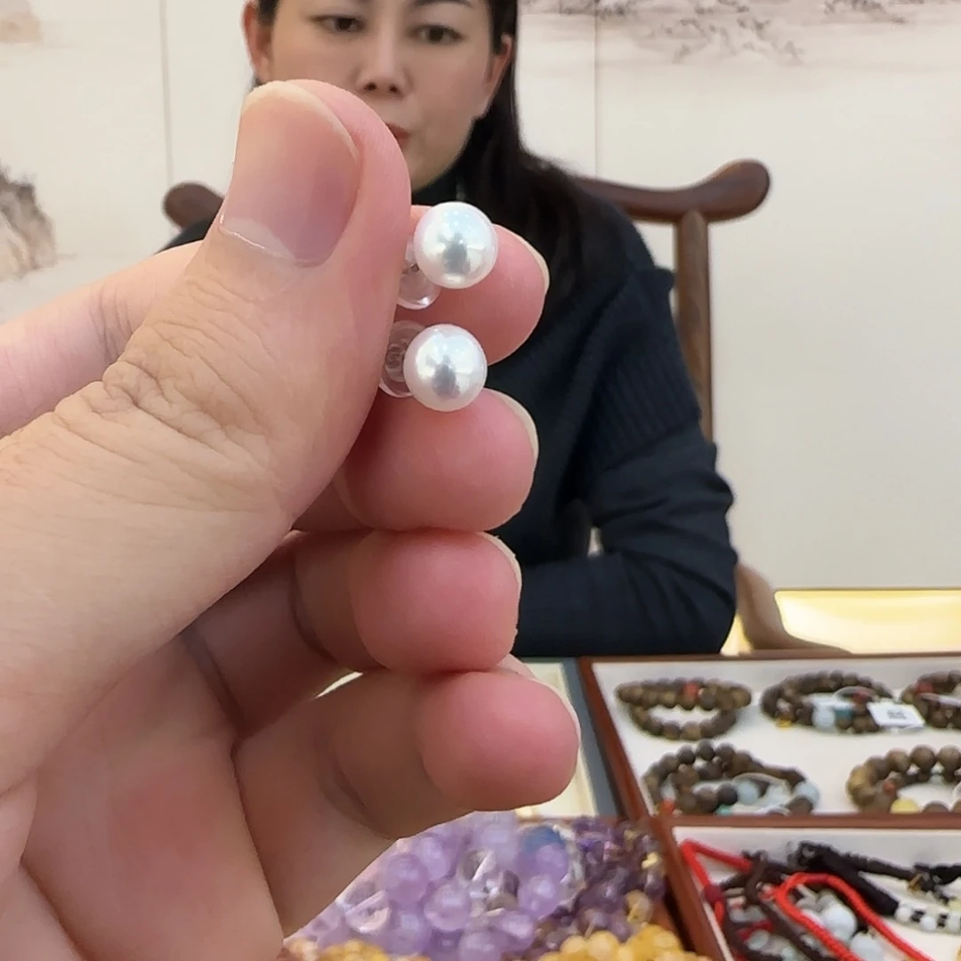 淡水珍珠耳饰银S925镶嵌瑞城｜天然淡水ak珍珠耳饰