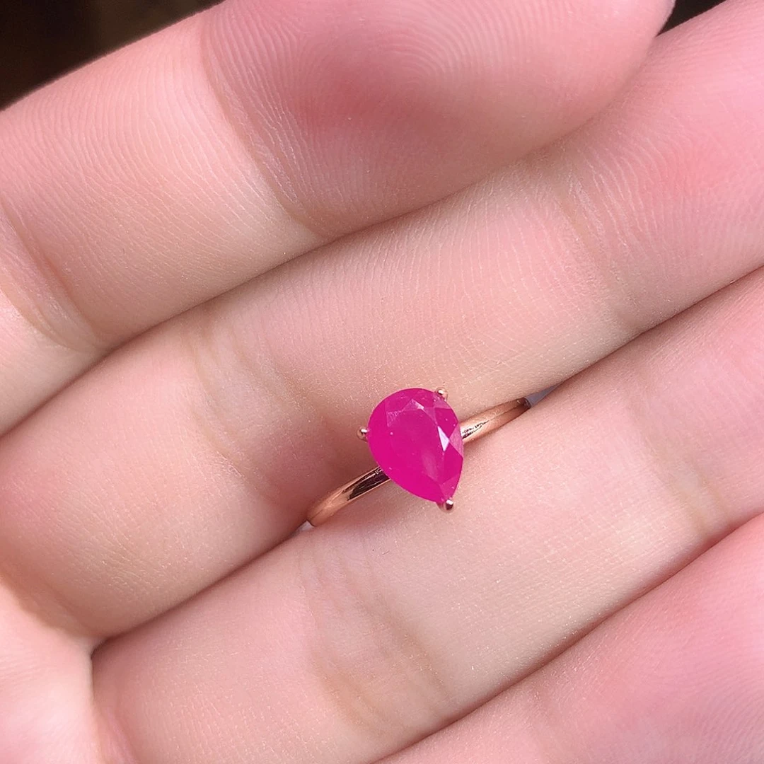 红宝石戒指银S925镶嵌