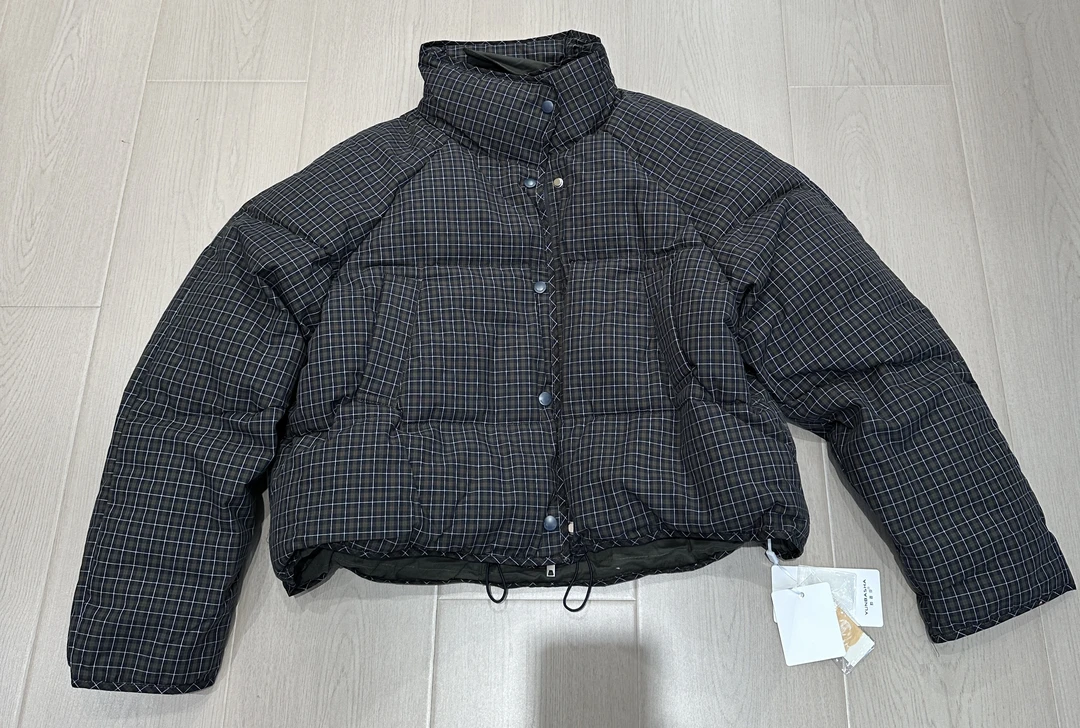 蜜地苏拉&5920保暖羽绒服格子纹羽绒女冬季立领宽松加厚外套