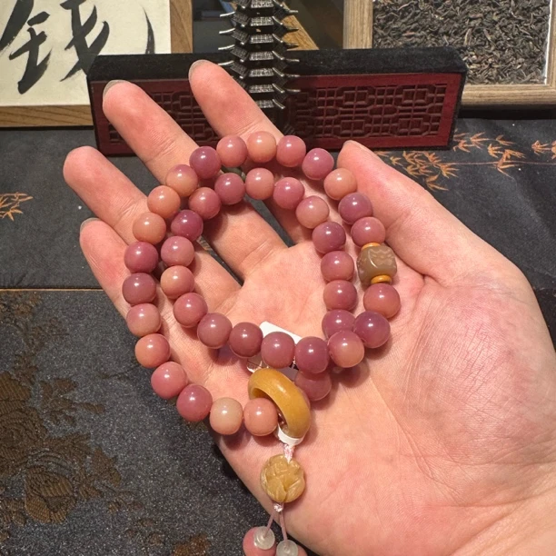 桃花双圈菩提手串S0186