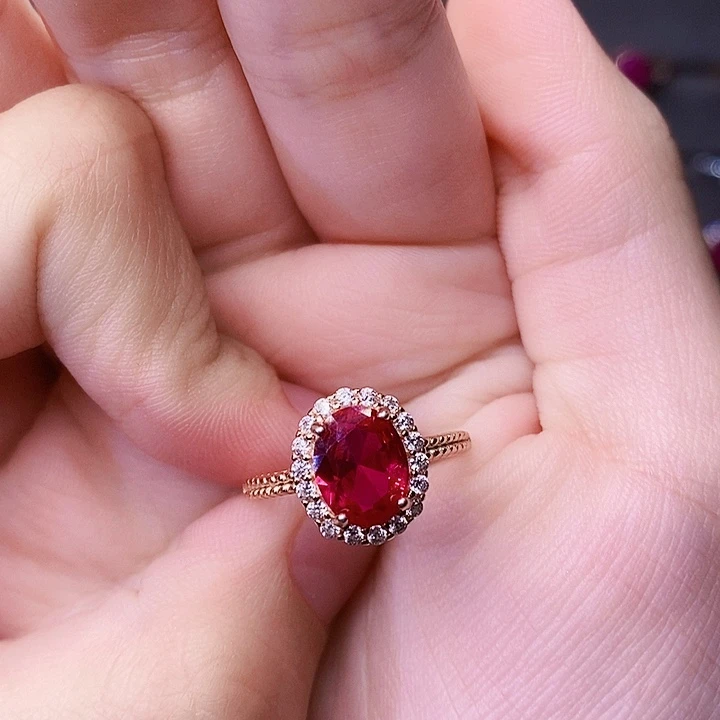 红宝石银S925镶嵌戒指