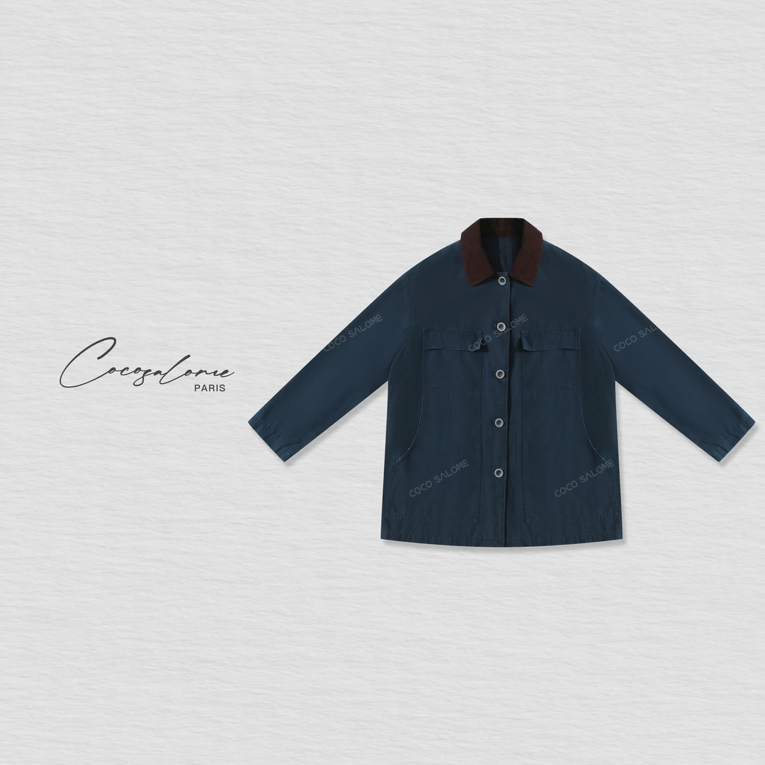 韩彬彬"蓝朋友"100棉宽松大版设计感拼接显瘦翻领牛仔外套2063-1